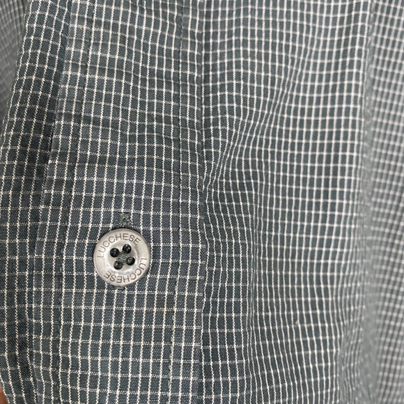 Lucchese Blue and White Plaid button up sz Large - Picture 8 of 12